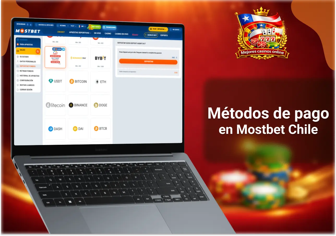 Métodos de pago en Mostbet Chile con tarjetas bancarias, criptomonedas y opciones locales